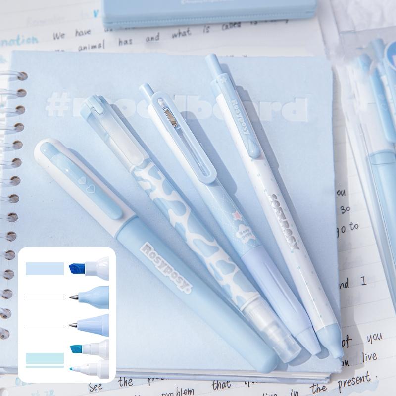 

Набір ручок із відчуттям кольору, 4 шт., кремовий хайлайтер, чорні гелеві ручки, маркер, підкладка