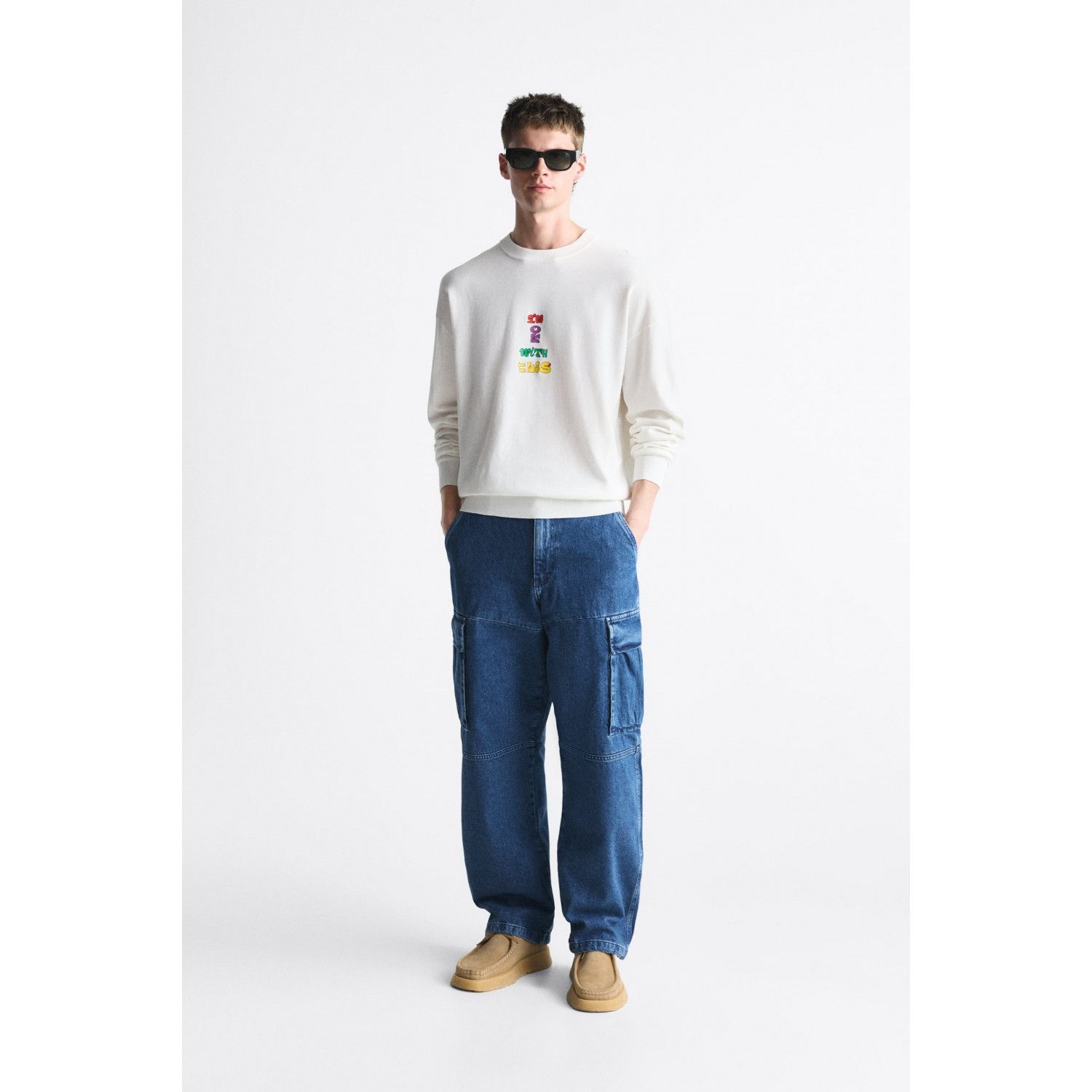 

KNIT SWEATSHIRT WITH SLOGAN