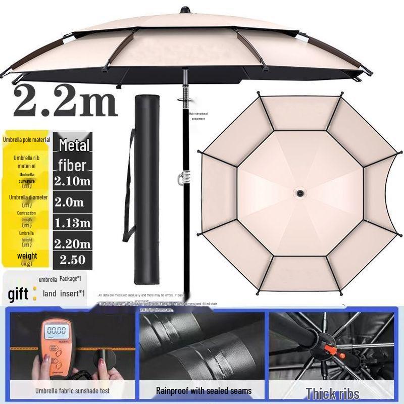 Universal Large Outdoor Fishing Umbrella: Thickened Black Glue for Sun & Rain Protection, Sun Shade & Cane Functionality