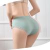 Women's Korean-Style Ribbed All-Cotton Mid-Waist Triangle Briefs with Pure Cotton Crotch