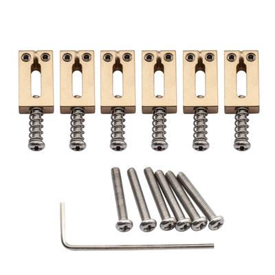 Musiclily Ultra 10.8mm Brass Bridge Saddles for Strat/Tele Electric Guitars, Original Color (Set of 6)