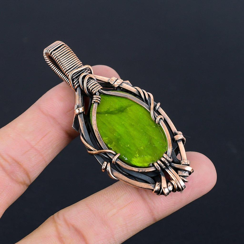 Green Flash Labradorite Pendant Gemstone Jewelry, 999 Copper Wire Wrapped Pendant, Handmade Jewelry Birthstone Pendant, Gift For Him