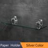 Aluminum Bathroom Glass Shelf Tempered Glass Rectangular 1 Tier Extra Thick Silver Wall Mounted MB-0783B