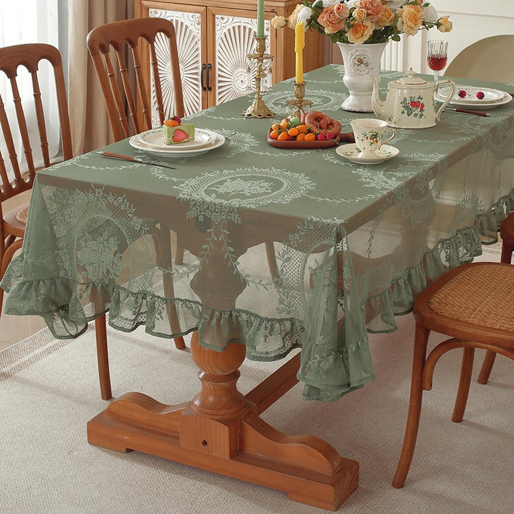 American Dust-Proof Tablecloth Retro Premium Ruffle Edge Living Room Dining Table Non-Slip Decoration Factory Spot