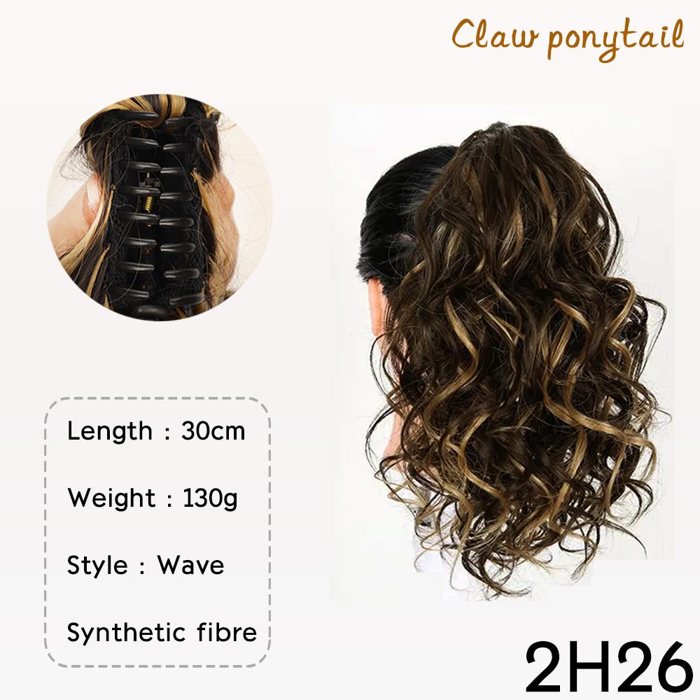 Synthetic Drawstring Ponytail Short Wavy Curly Ponytail Clip In Hair Extensions Natural Looking For Women Daily Use