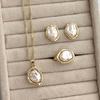 European and American French Retro Baroque Imitation Pearl Necklace Earrings Set Temperament Light Luxury Earrings Women
