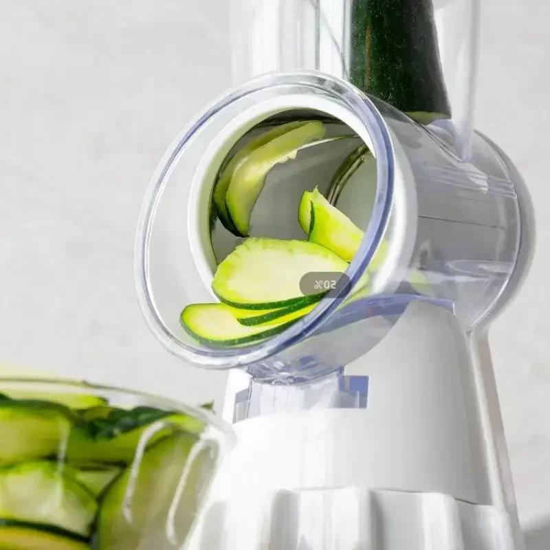 3 In1 Vegetable Slicer Chopper Grater Manual Kitchen Tools For Cucumber Carrot Cutter Garlic Round Mandolin Shredder Potato Home