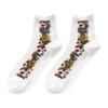 1Pair Women's Summer Linen Pattern Retro Stitching Small Floral Socks