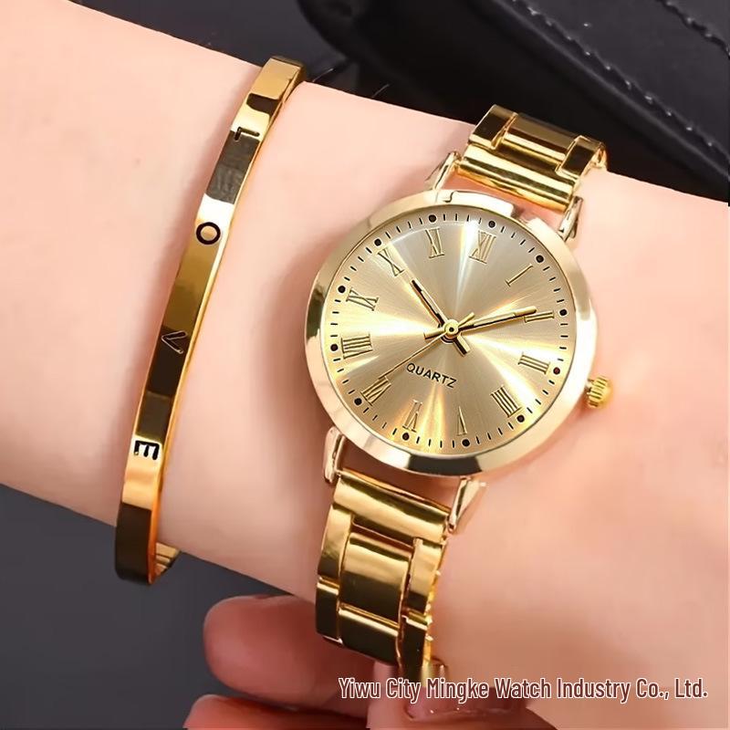 Fashionable Trendy Women's Digital Roman Dial Steel Band Watch