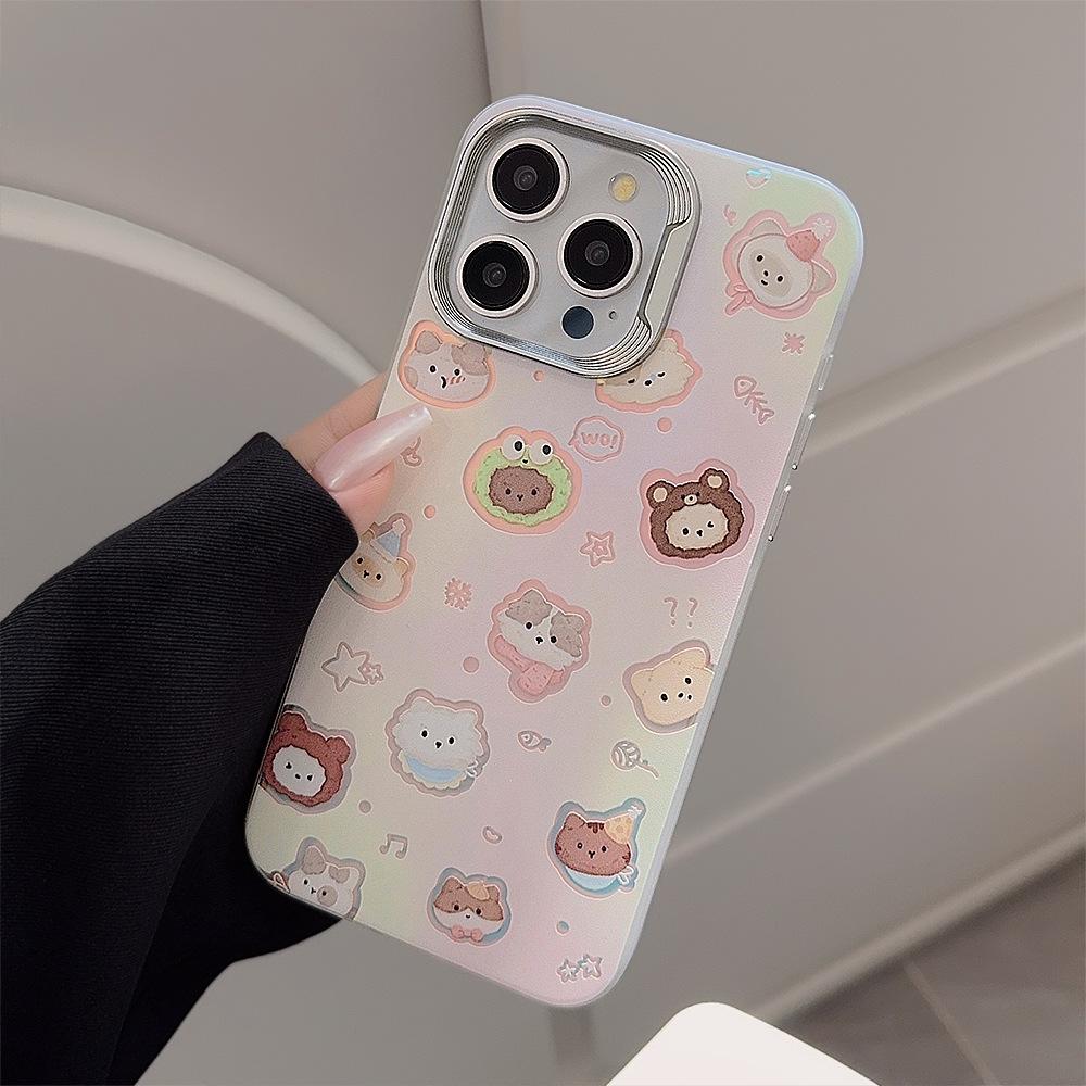 Hollow Laser Kitten Iphone15 Suitable for 14Promax Mobile Phone Case 12 Apple 13 Cartoon 16 Anti Fall Hard