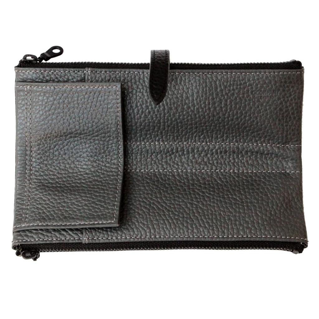 CCOMPANY LIMITED Pen Case Lupo 2 Second Genuine Leather Italian Leather Pencil Case x (Black Gray)