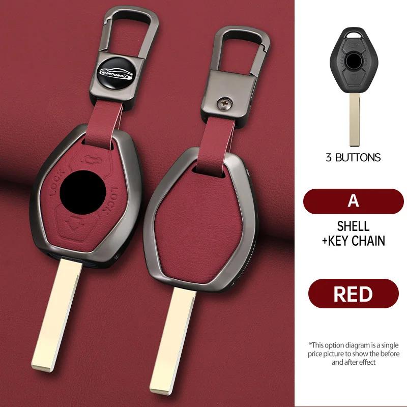 Interior Mouldings Car Zinc Alloy Leather Key Case Cover For BMW 3 5 7 Series X5 E53 X3 F83 E46 E39 E38 E60 E63 E61 E64 330i Z3