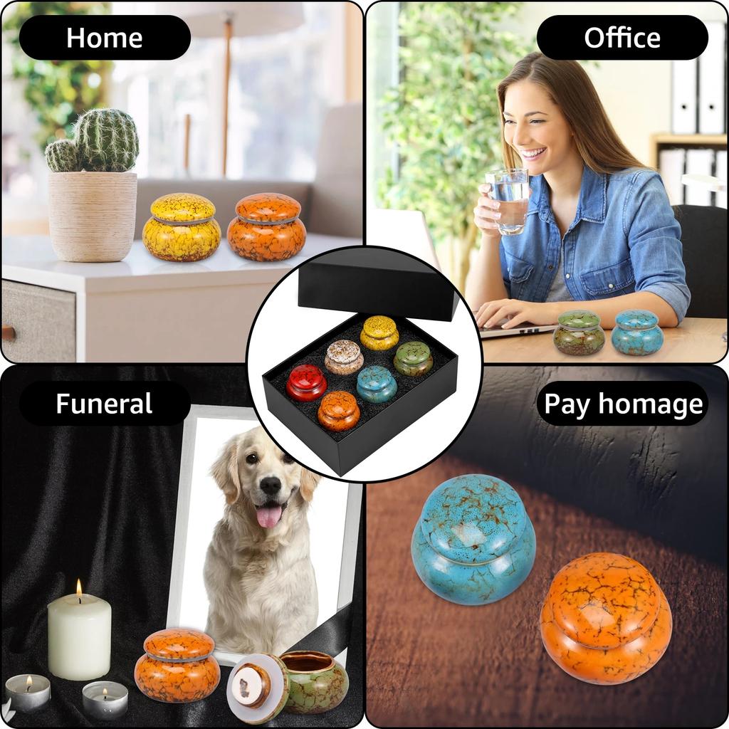 6/4Pcs Small Urn Memorial Small Animals Urn Seal Pot For Sealed Cremation Funeral Ashes Keepsake Fireplaces Burial Color Ceramic
