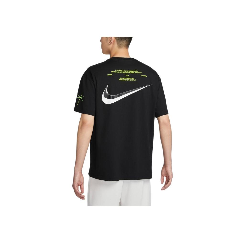 Nike San Antonio Spurs Victor Wembanyama Design com Estampa de Letras Camiseta Esportiva Solta Respirável Masculina Camiseta Preta IB5571010