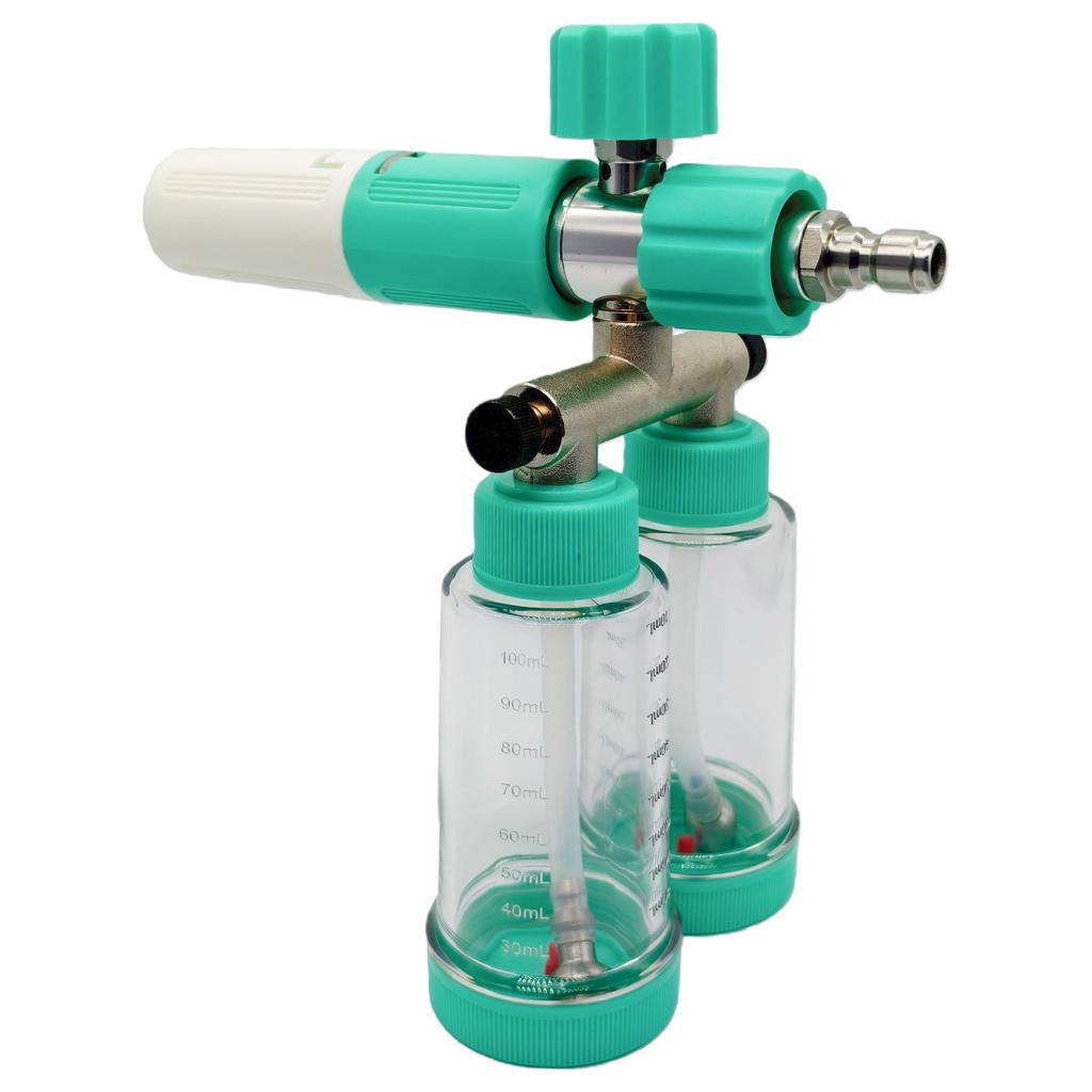 100ML Schaumsprüher für die Autowäsche mit zwei Behältern und 1/4 Zoll Schnellkupplung Tragbare Auto-Waschmaschine Verstellbares Reinigungsgerät für Zuhause