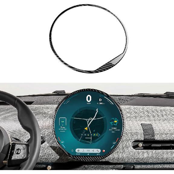 

Center Screen Trim Ring, Real Carbon Fiber for MINI 2024 Countryman U25, F65 F66 F67 Cooper S, Protect Decor Stickers Interior Car Accessories, Black Center Screen Trim Ring B