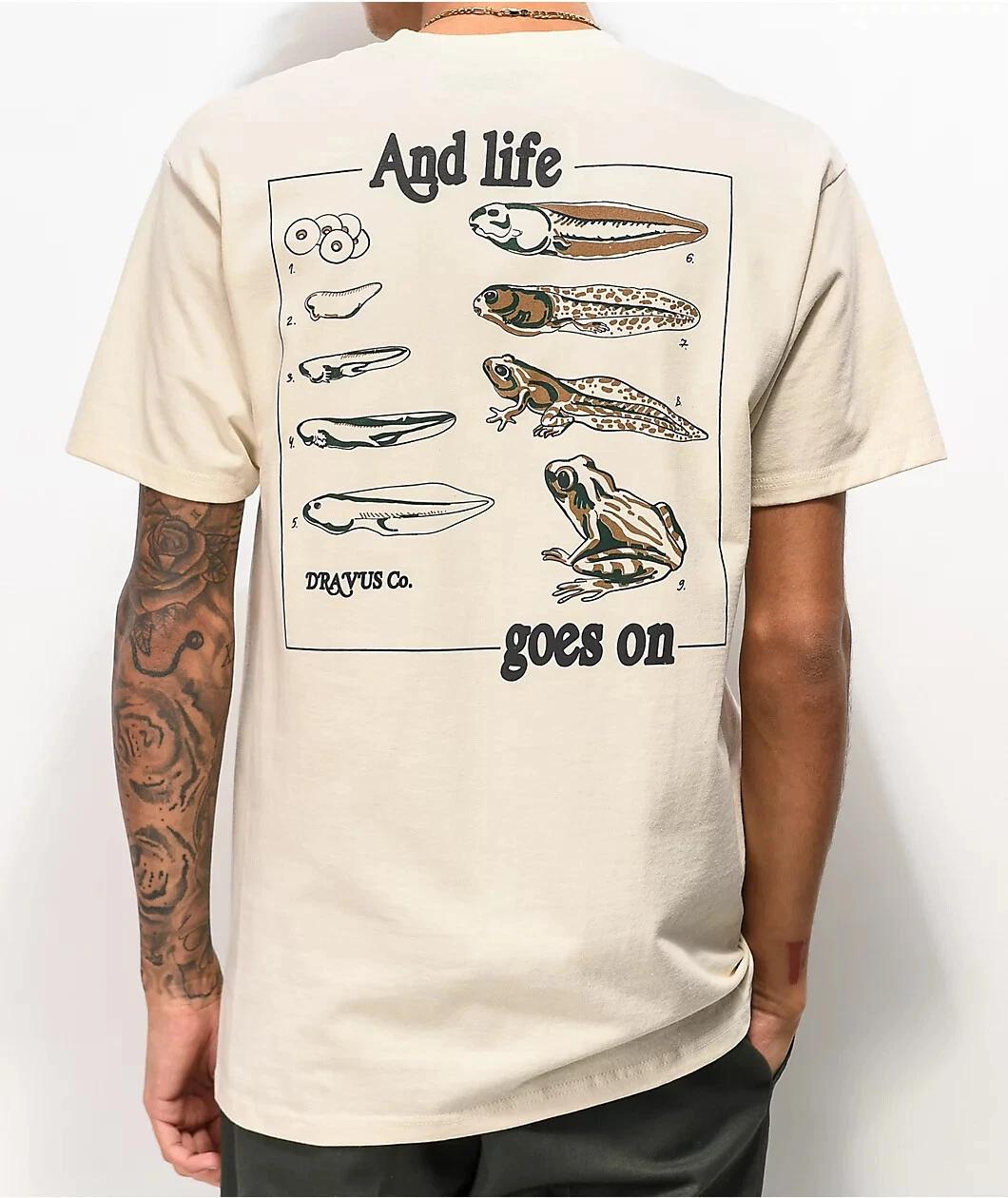 Dravus Mens Wild Wonders And Live Goes On Cream Shirt New S, XL, 2XL L