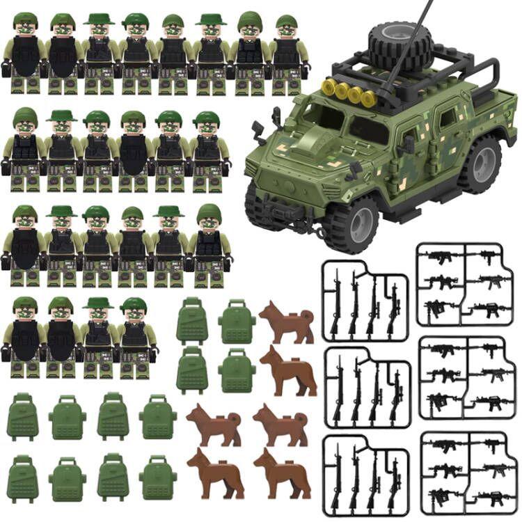 Military Building Block Set Black Police Car Police Doll Small Particle Assembly Toy Opp Bag