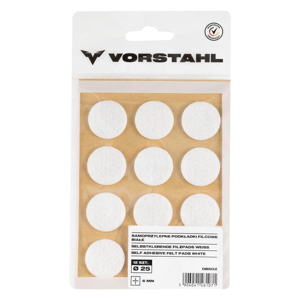 Self-adhesive white felt pads (set of 12) FI 25mm Vorstahl