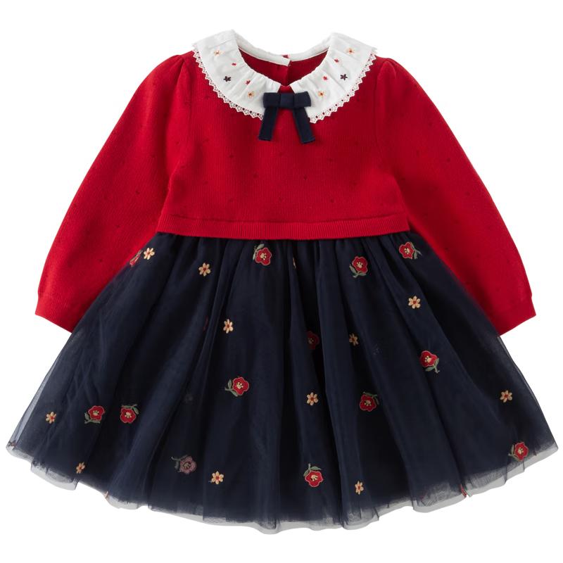 DAVE & BELLA Girls' Anti-Static Sweater Mesh Dress