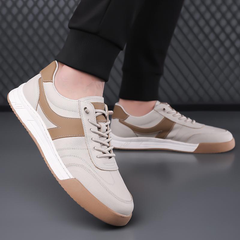 Fashion Men's Vulcanize Shoes 2025 New Skate Shoes Luxury Brand Male Comfortable Flats Men Leather Fashion Men Outdoor Walking Footwear
