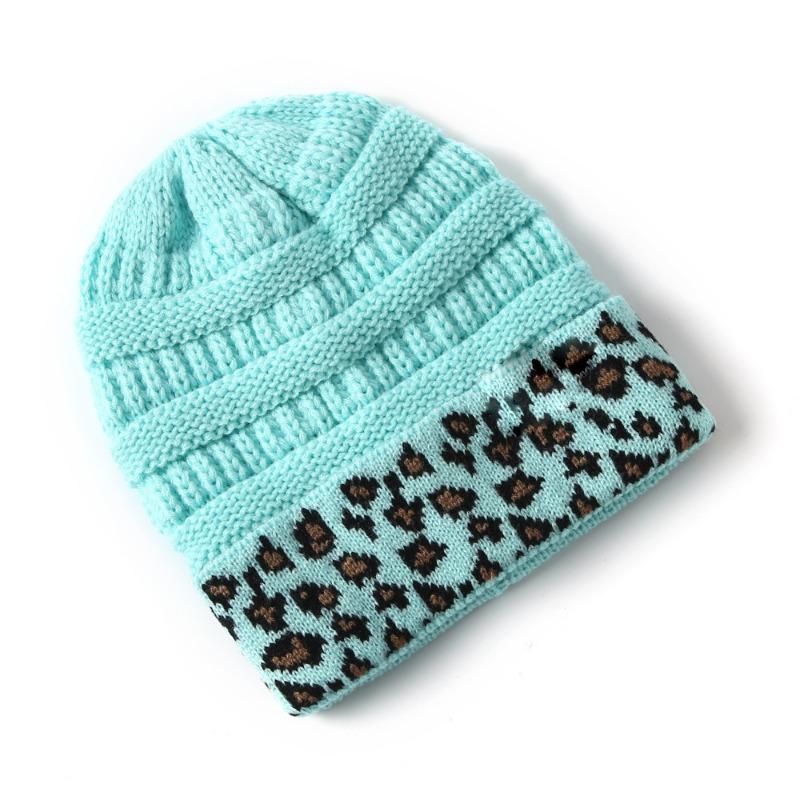Women S Winter Warm Knit Beanie Hat Leopard Pattern Adult