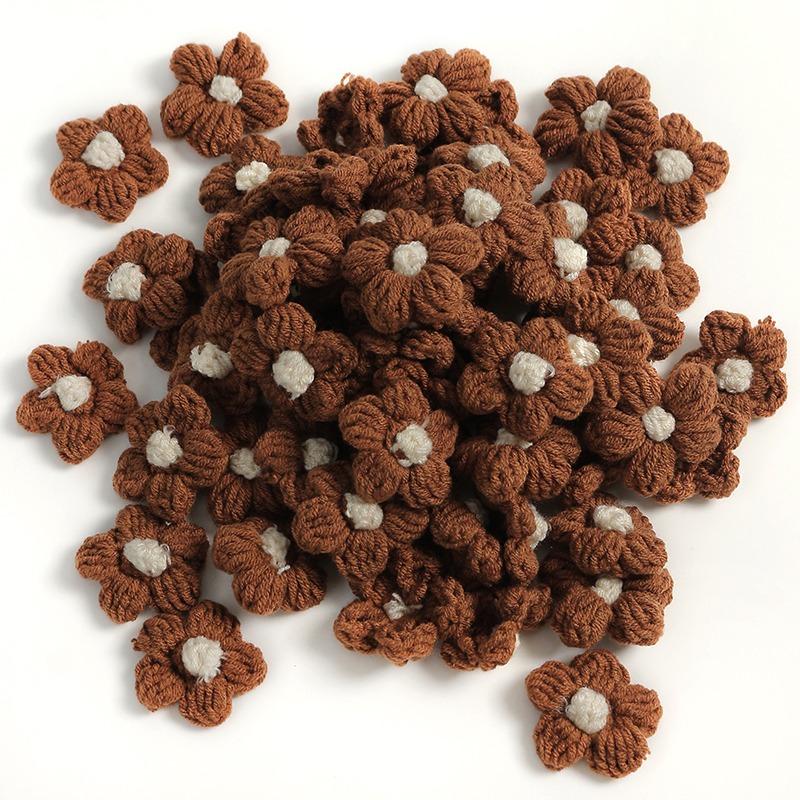 10pcs Hand-knitted Flower Applique Sew r For Clothes Shoes Hats Craft Diy Hair Clip Wedding Hats Decorative Accessories