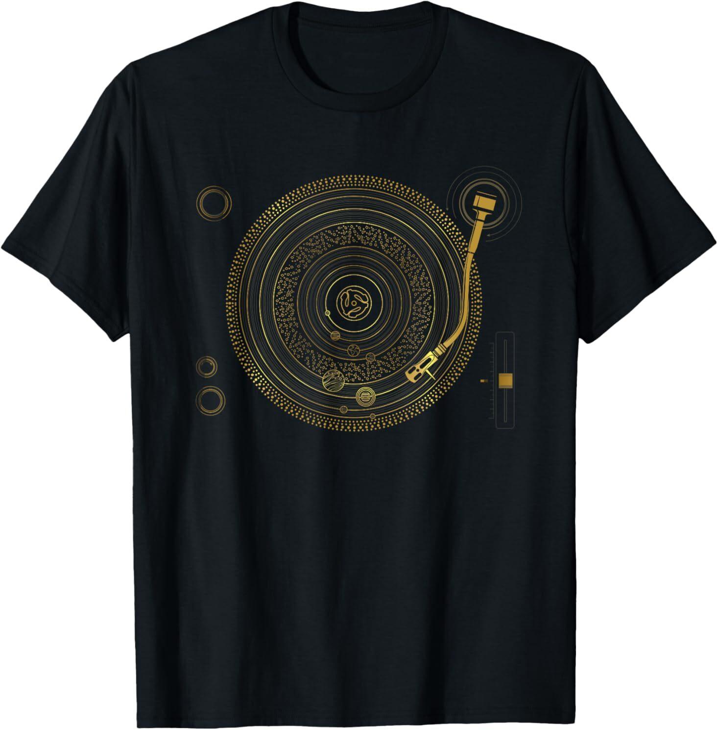 Space DJ graphic - Solar System Turntable EDM T-Shirt Mens Womens Tees Top S