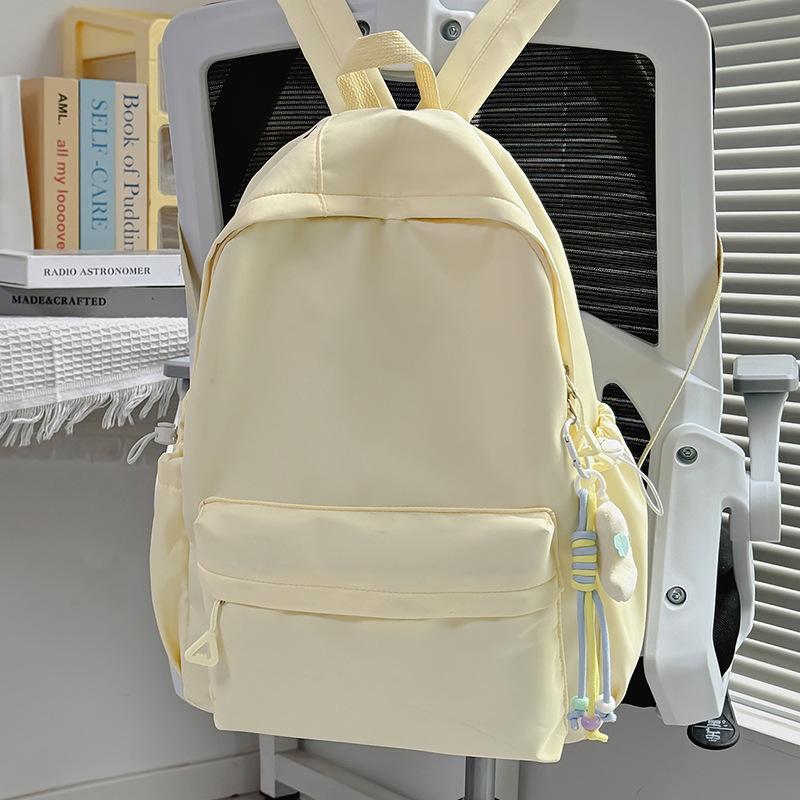 Schoolbag schoolbag ins style niche high school students junior high school girls simple solid color large capacity Korean backpack women's shoulder 
