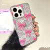 Pink bow for Apple 16 mobile phone case iPhone17promax glitter IMD15 silver foil 13/14 women