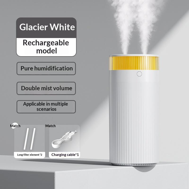 Dual Spray USB Rechargeable Humidifier USB Air Humidifier Large Mist Portable Desktop Night Light Air Humidifier for Bedroom