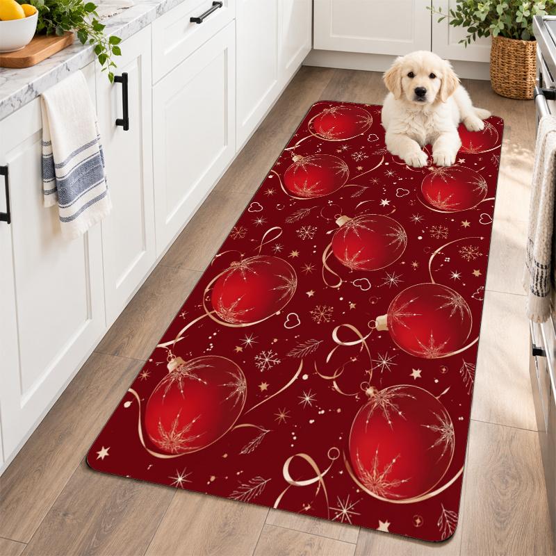 Flannel Kitchen Mat Christmas Soft Area Rug Non Slip Floor Carpet Home Decoration