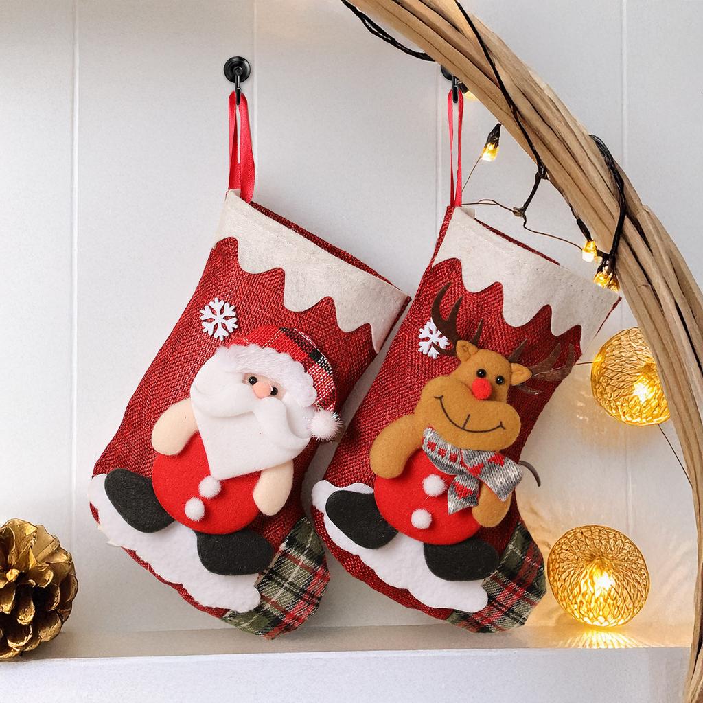 Christmas Decorations Three-dimensional Doll Linen Christmas Decorative Stockings Christmas Tree Pendant Wall Decoration