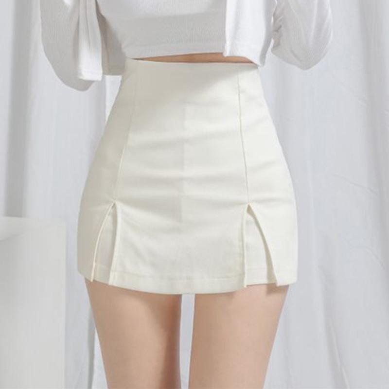 

Женская эластичная черная миди-юбка с высокой талией - Облегающая мини-юбка с карманами карго для весны/лета 2XL белый