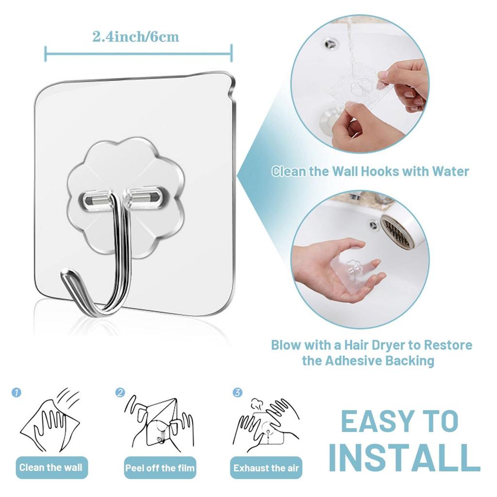 Waterproof And Oilproof Wall Hooks Sticky Hooks For Kitchen Bathroom Shower Door Outdoor Wall Hanging Door Self-adhesive
