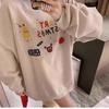 Winter Vintage Laid-back Style Pullover Sweater with Loose Fit, Thick Fleece, Thick Padding, New Round-neck, Personalized Letter Design Top for Women