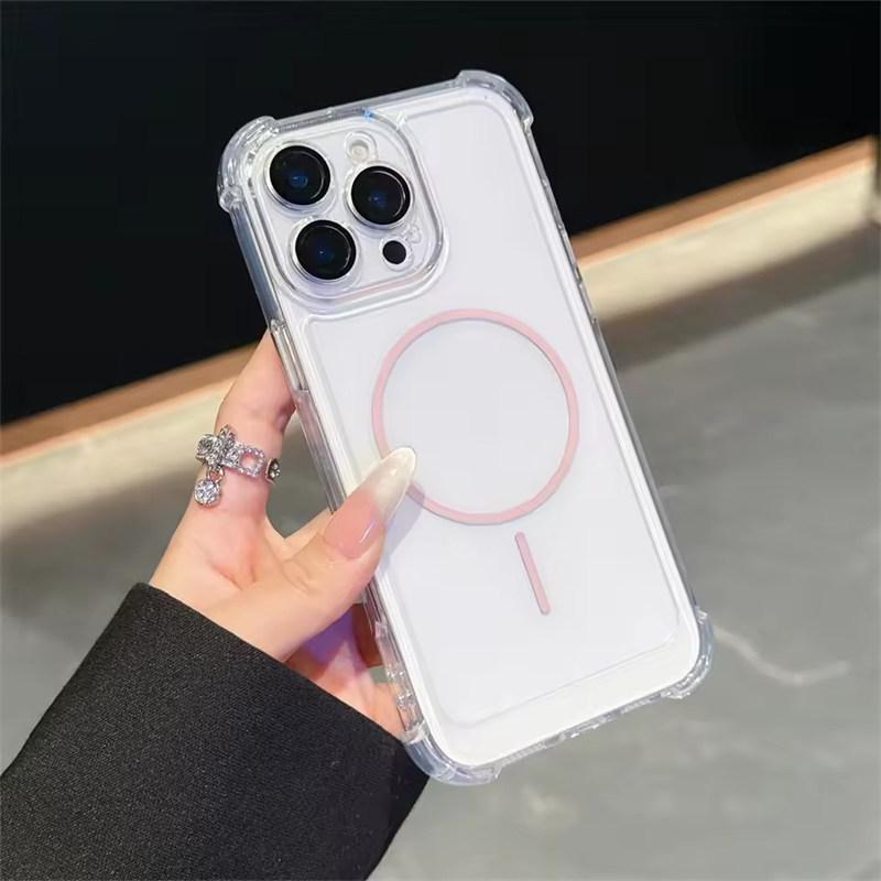 Luxury Airbag Shockproof Clear For Magsafe Case For iPhone 11 12 13 14 15 16 Pro Max Plus Magnetic Wireless Charge Bumper Cover