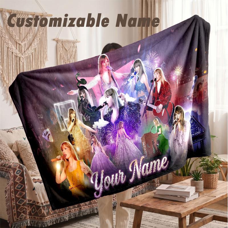Custom Name Flannel Blanket,Taylor Swift Lightweight Warm Bed Blanket For Couch & Holiday Gift