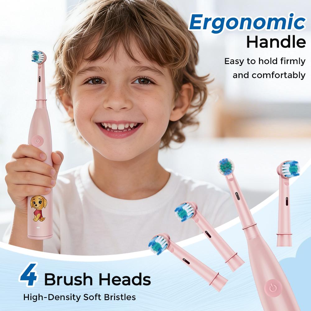 Children's Rotating Electric Toothbrush with 4 Brush Heads 5 Cleaning Modes Cartoon Sonic Electric Toothbrush Teeth Care