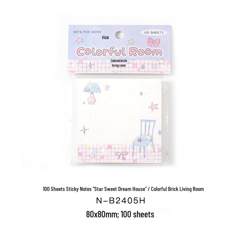 Star Sweet Dream House Korean Style Sticky Notes - 100 Sheets for Planning, Memos & Messages