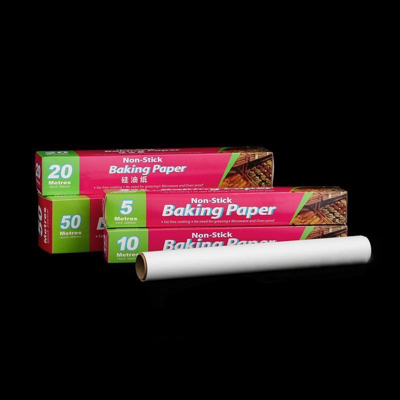 5 M / 10 M/20m/50m Cuisson Aspiration Double face Huile de silicone Haute température Papier huilé Papier de cuisson Papier de cuisson pour BBQ Four Micro-ondes