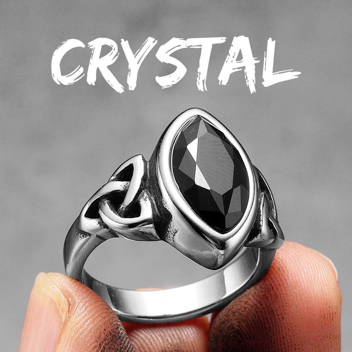

Viking Celtic Knot Gems Men Rings Stainless Steel Women Jewelry Vintage Punk Rock Cool Stuff Fashion Accessories Gift Wholesale 7