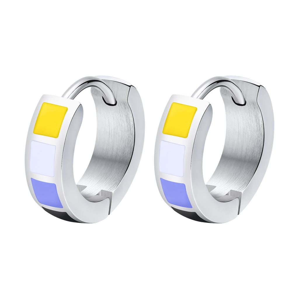 Vnox Rainbow Hoop Earrings for Men Women, Waterproof Stainless Steel 4*13mm Huggie Earrings, LGBTQ Friendly Pride Jewelry Gifts