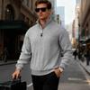 Men Loose Stand Collar Long Sleeve Half Zip Jacquard Knit Warm Pullover Sweatshirt