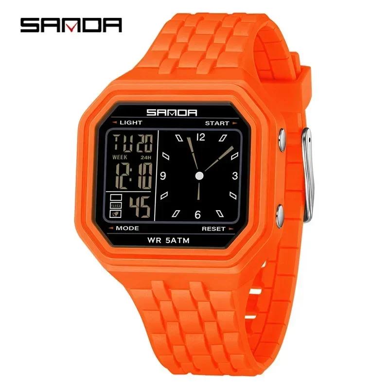 SANDA Fashion Electronic Watches Men 50M Waterproof Night Light Multi Functional Student Trend Outdoor Sport Male Watch Relogios
