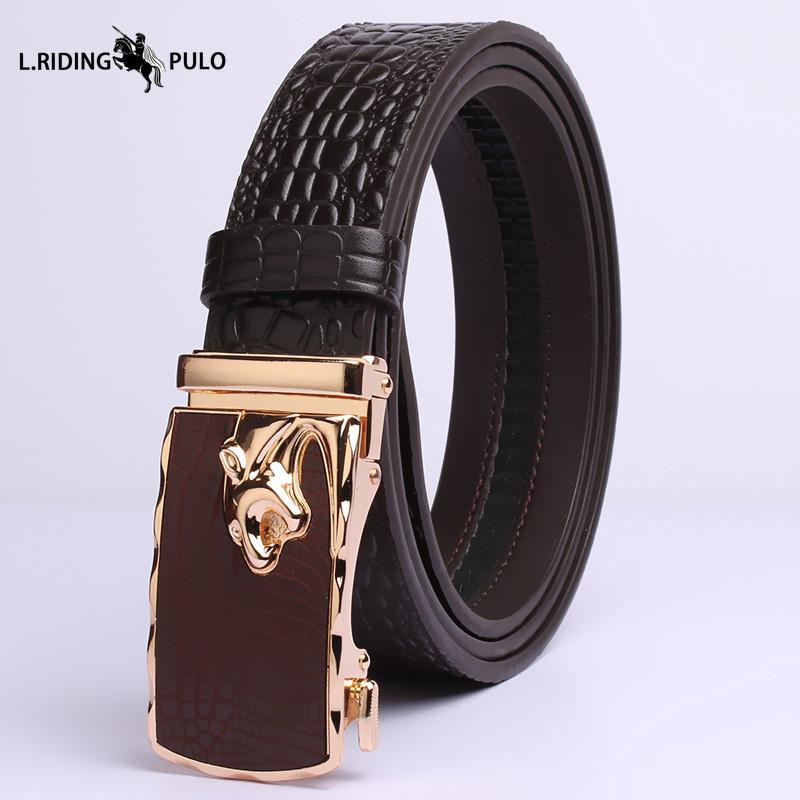 Crocodile Leather Men's Belt Automatic Business Casual Belt Belt High-grade First Layer Cowhide Fashion Belt