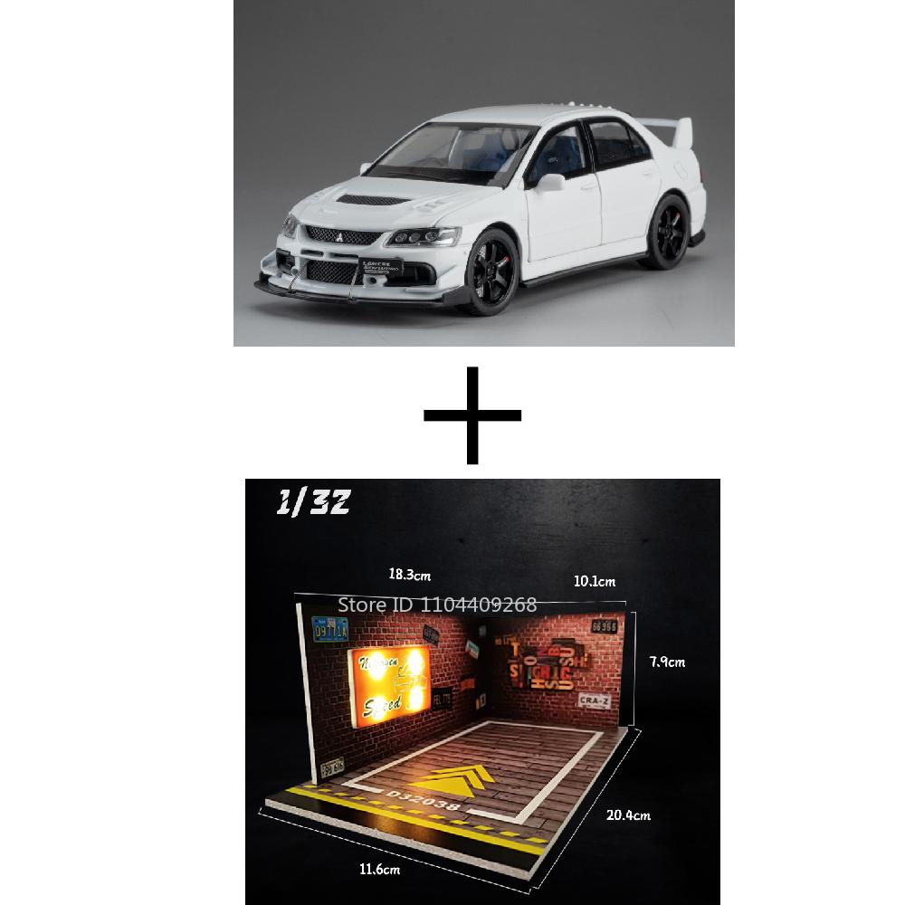 Scale 1:32 Mitsubishi Lancer Evolution IX Sports Car Toy Model Doors Opened Pull Back Shock Absorption Vehicles Hobby Ornaments