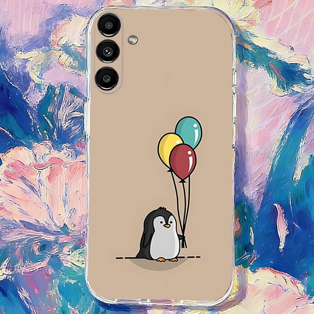 Cartoon Penguin Kawaii Cute Transparent TPU Case for  Samsung S21,S24,S30,S23,S25,S22,S20,S10,5G,FE,PIus,Lite,Ultra