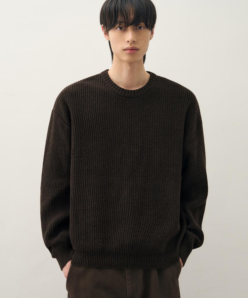 DRAW FIT Lambswool Hacci Round Knit [5Color] (Type A)