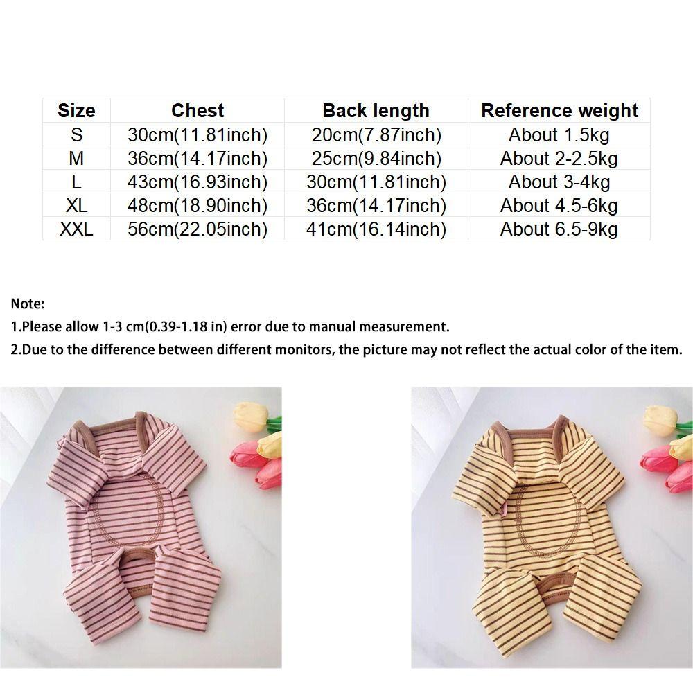 Elastic Four-Legged Dog Pajamas Long Sleeves Soft Dog Jumpsuit Comfortable Anti-licking Striped Dog Base Shirt Home Wear